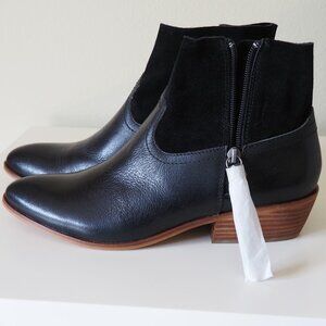 FRYE & CO. Women's BLACK RUBIE LEATHER & SUEDE Round Toe Side Zip BOOTIE 9M NEW